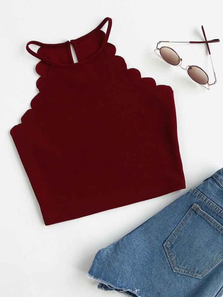 Shein Scallop Trim Halter Top