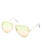 Shein Green And Orange Ombre Double Bridge Aviator Sunglasses