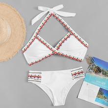 Shein Random Geometric Pattern Halter Bikini Set