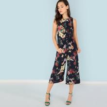 Shein Floral Print Wide Leg Tank Jumpsuit