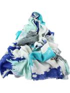 Shein Blue New Beautiful Printed Wide Cotton Scarf
