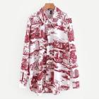 Shein City Pattern High Low Shirt