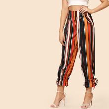 Shein Drawstring Hem Striped Pants