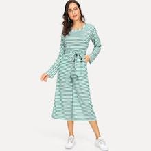 Shein Wide Leg Striped Jumpsuit