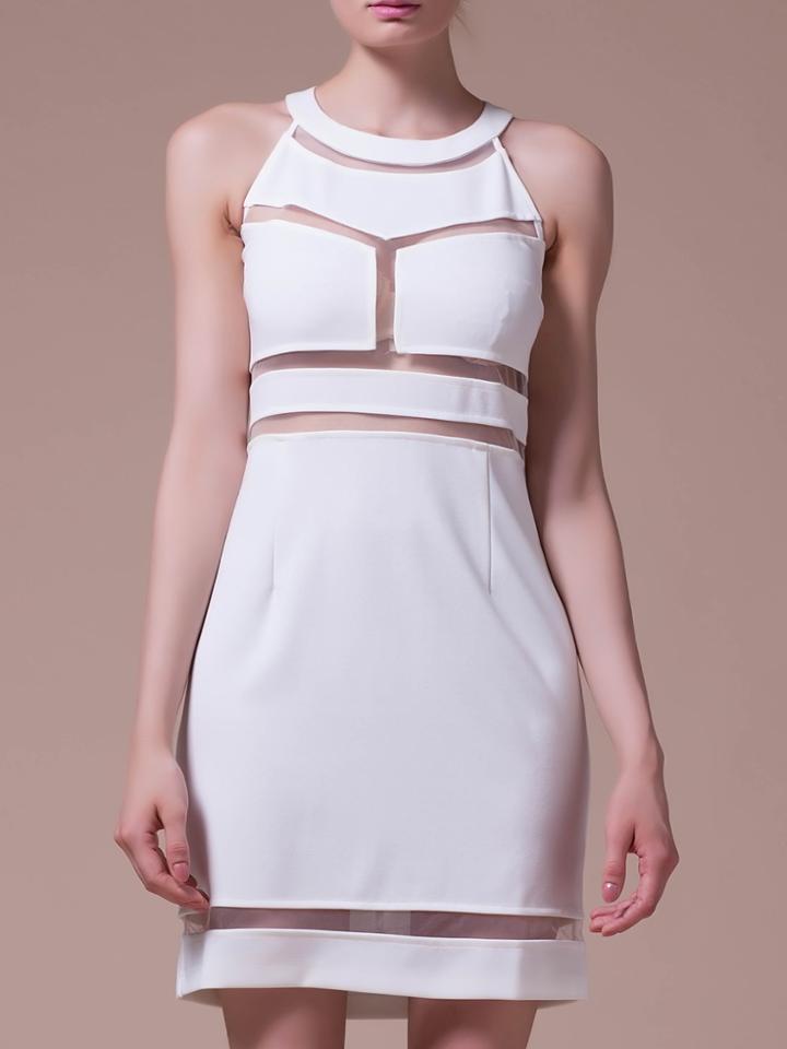 Shein White Sheer Mesh Sheath Dress
