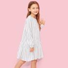 Shein Girls Frill Trim Varsity Striped Dress