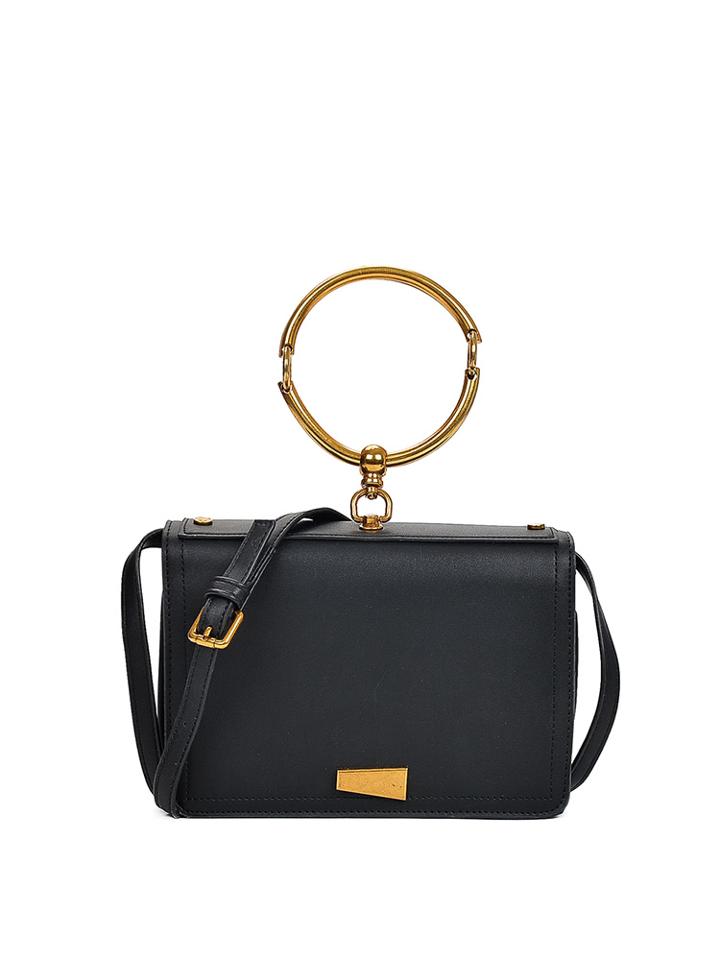 Shein Faux Leather Flap Bag With Ring Handle