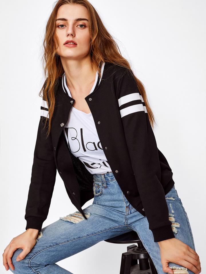 Shein Varsity Print Baseball Jacket