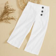 Shein Girls Button Detail Wide Leg Pants