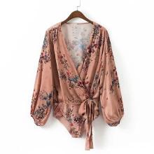 Shein Self Tie Surplice V Neckline Bodysuit