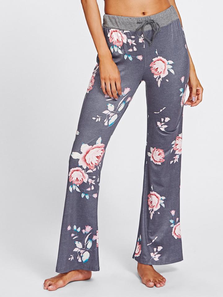 Shein Random Florals Drawstring Pants