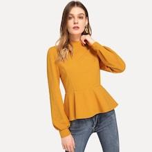 Shein Mock Neck Solid Peplum Top