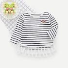 Shein Toddler Girls Fringe Hem Striped Tee