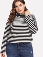 Shein Cowl Collar Striped Top