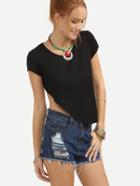 Shein Black Open Back T-shirt