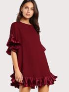 Shein Pleated Frill Trim Tunic Dress