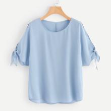 Shein Split Sleeves With Knot Detail Blouse