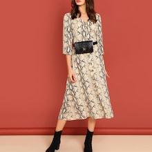 Shein Snake Skin Print Fit And Flare Dress