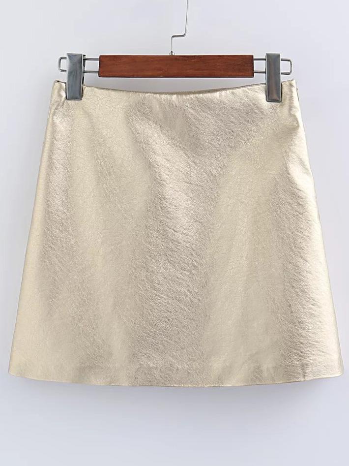 Shein Gold Pu Mini Skirt