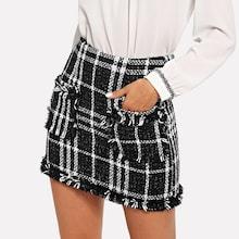 Shein Pocket Front Tweed Bodycon Skirt