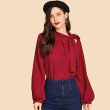 Shein Tie Neck Plain Top