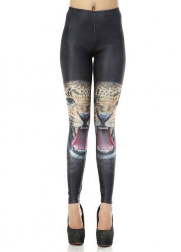 Rosewe Ankle Length High Waist Fitted Leggings With Leopard