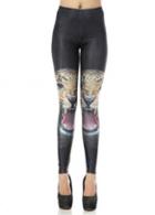 Rosewe Ankle Length High Waist Fitted Leggings With Leopard