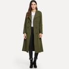 Shein Solid Belted Double Breasted Trench Coat