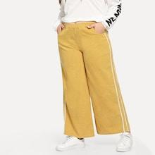 Shein Plus Stripe Contrast Wide Leg Jeans