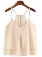 Shein Apricot Spaghetti Strap Layers Chiffon Cami Top