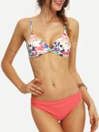 Shein Flower Print Mix & Match Bikini Set - White