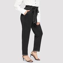 Shein Plus Contrast Stitch Paper-bag Waist Pants