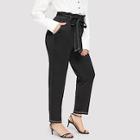 Shein Plus Contrast Stitch Paper-bag Waist Pants