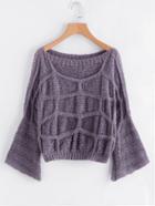 Shein Trumpet Sleeve Geo Textured Jumper
