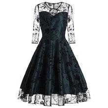 Shein 50s Mesh Overlay Fit & Flare Dress