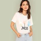 Shein Flower Applique Graphic T-shirt