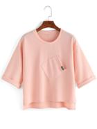 Shein Dip Hem Ribbed Pocket Cuffed T-shirt