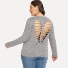 Shein Plus Solid Cut Out Back Tee