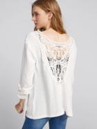 Shein Contrast Floral Lace Back Open Front Coat
