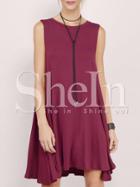 Shein Purple Sleeveless Round Neck Casual Dress