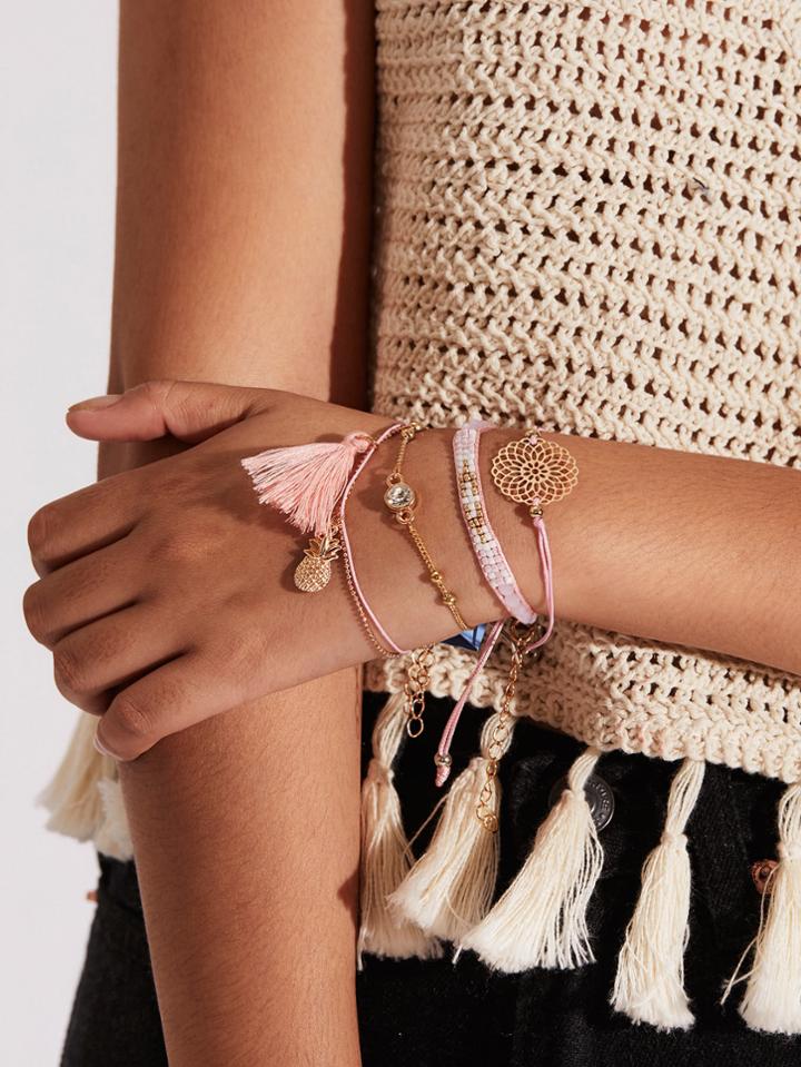 Shein Tassel & Pineapple Design Bracelet Set