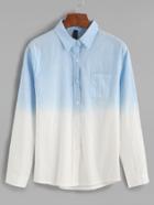 Shein Ombre Sharp Collar Pocket Shirt