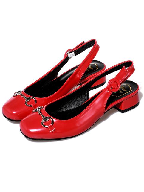 Shein Red Metallic Featured Vamp Slingback Sandals