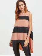 Shein Contrast Wide Striped Keyhole Back High Low Sleeveless Top