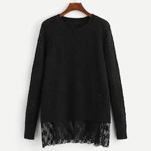 Shein Lace Contrast Solid Jumper