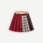 Shein Girls Color Block Pleated Plaid Skirt