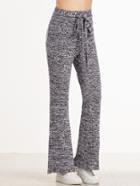 Shein Grey Marled Ribbed Knit Belted Flared Pants