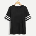 Shein Men Varsity Striped Sleeve T-shirt