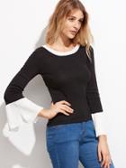 Shein Color Block Bell Sleeve Sweater