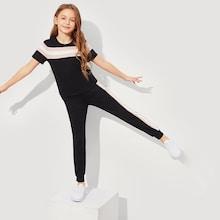 Shein Girls Tape Insert Top & Pants Set